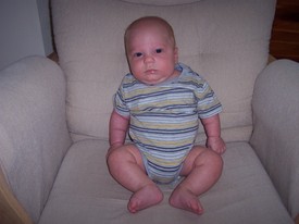 Tue Aug  2 17:35:50 2005

Andrew continues to do great, and grow at a rapid pace.  He weighed 13 lbs., 0.5 oz. the evening of August 1st, the day before this picture.