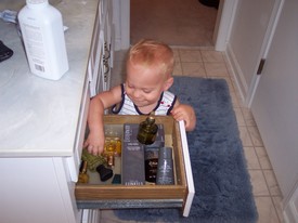 Mon Sep 11 09:42:08 2006

Andrew cannot believe that mommy let him into one of dad's drawers -- neither could dad when he put this photo on this site!