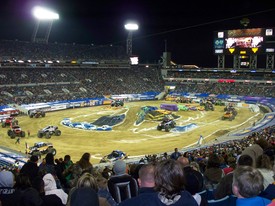 Sat 27 Feb 2010 07:31:13 PM

Some YouTube videos from the show:
  * www.youtube.com/watch?v=np-cyv1oImc
  * www.youtube.com/watch?v=mqJozWY8eII

Both feature the first *clean* back-flip in Monster Jam history, done by the Nitro Circus truck.