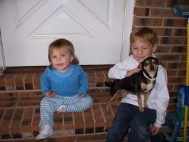 Mon 20 Dec 2010 04:40:51 PM

Gracie and Andrew meet Grandmother and Grandaddy's new dog, Lady.