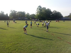 Thu 10 May 2012 06:36:12 PM

Andrew is lined up at wide receiver in this YMCA flag football game.