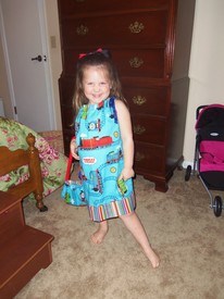 Fri 08 Mar 2013 03:06:17 PM

Gracie models new Thomas the Tank Engine clothes.