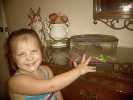 Tue 13 Aug 2013 12:49:01 PM

Gracie with her beta fish, Cinder.