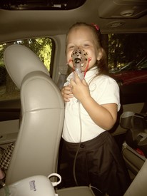 Tue 20 Aug 2013 08:09:43 AM

Gracie was sick with a head/chest bug to start school; taking Levelbuterol treatments...