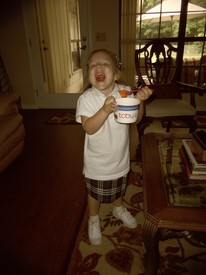 Fri 23 Aug 2013 01:57:19 PM

Mom bought Gracie a frozen yogurt treat to celebrate her fist week of Pre-K4.